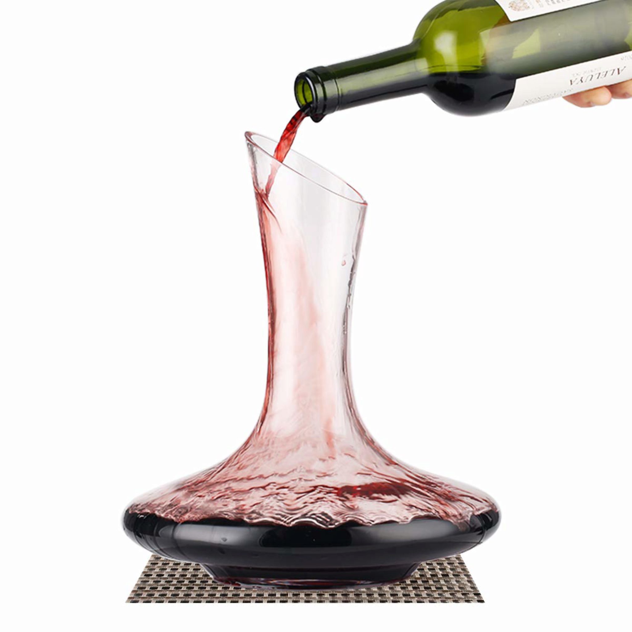 Carafe a decanter élégante avec support anti-goutte Aerateur vin bec verseur en acrylique Decanteur a vin instantané pour éliminer toute amertume et oxygéner le vin en quelques secondes. 